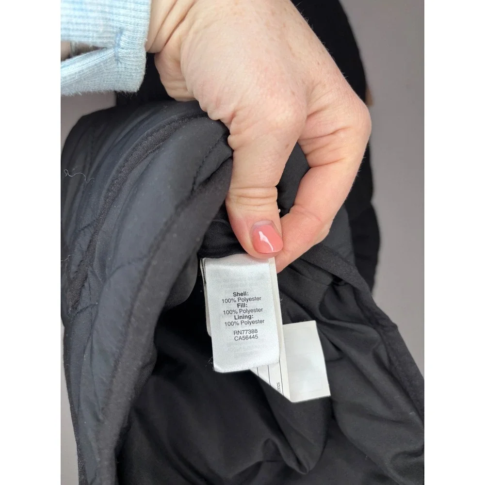 J Crew Mercantile Quilted Puffer Vest Black Gold Zip Womens Medium - Picture 4 of 5